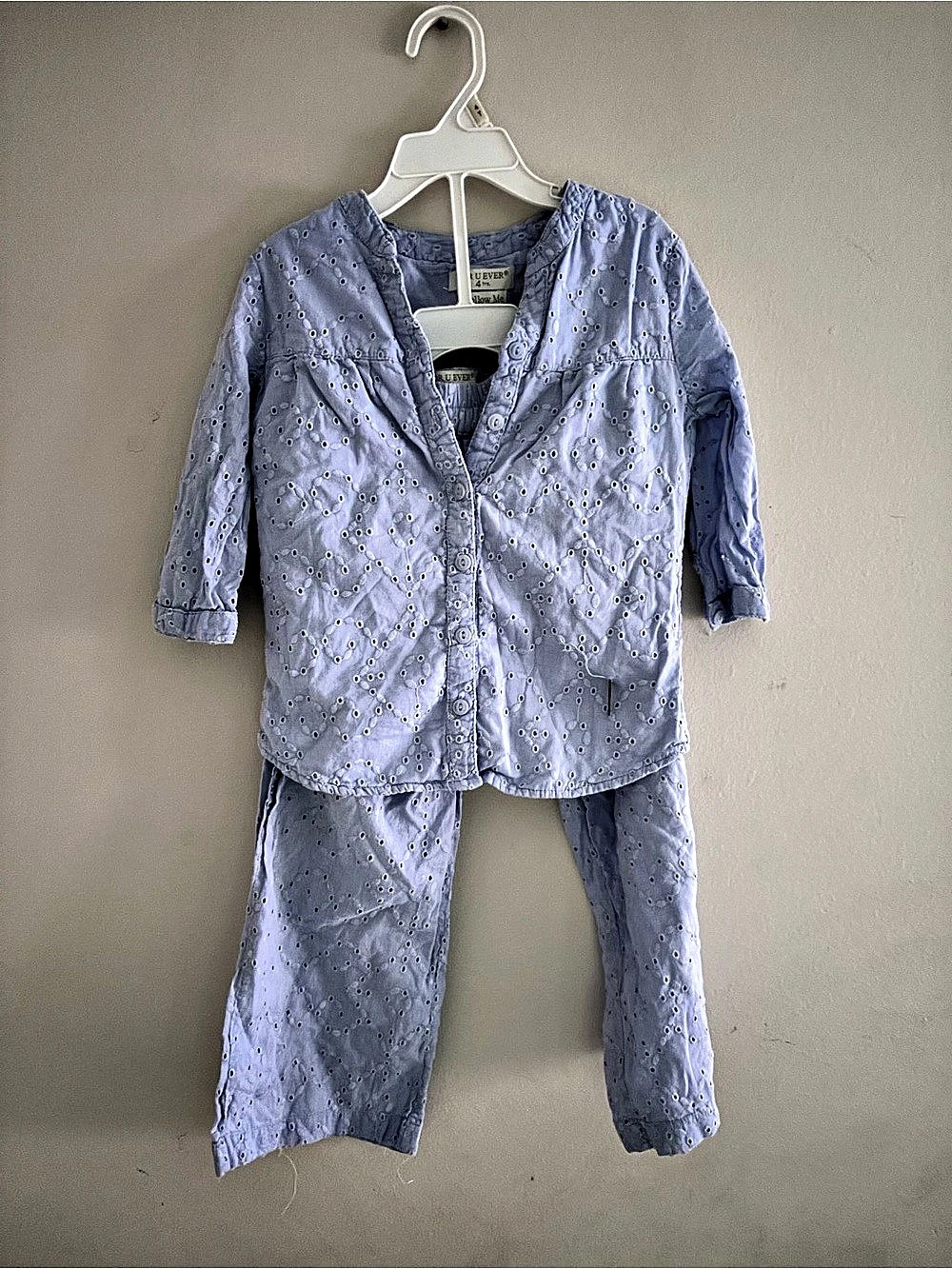 Follow Me Eyelet Two-Piece Set in Blue Size 4t